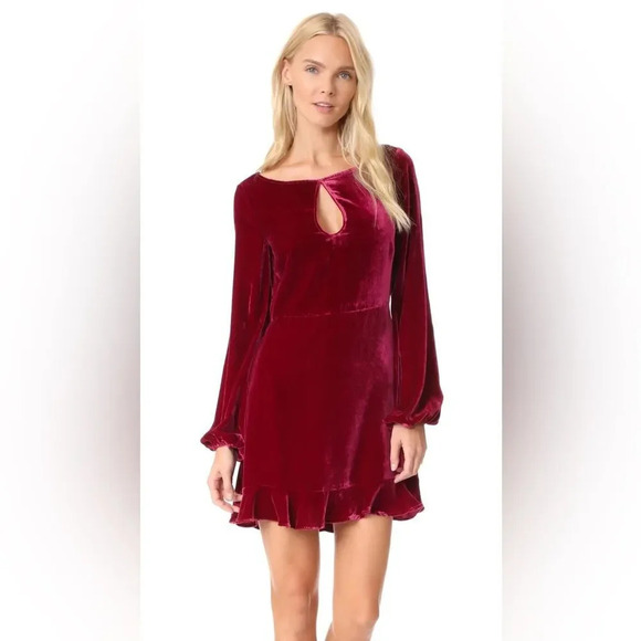 FOR LOVE AND LEMONS Velvet Mini Dress in Raspberry - Picture 2 of 10